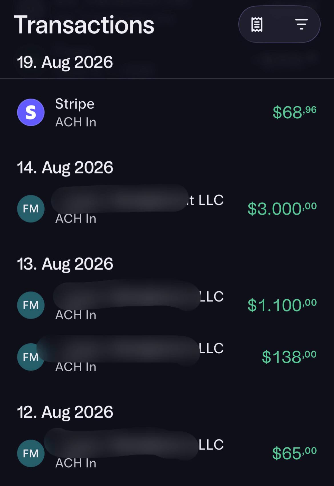 Client payout proof