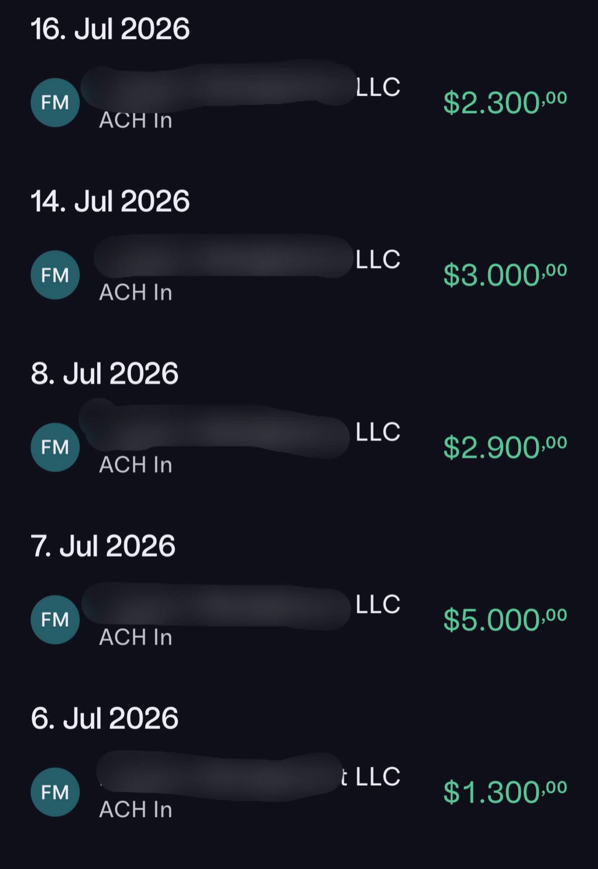 Client payout proof