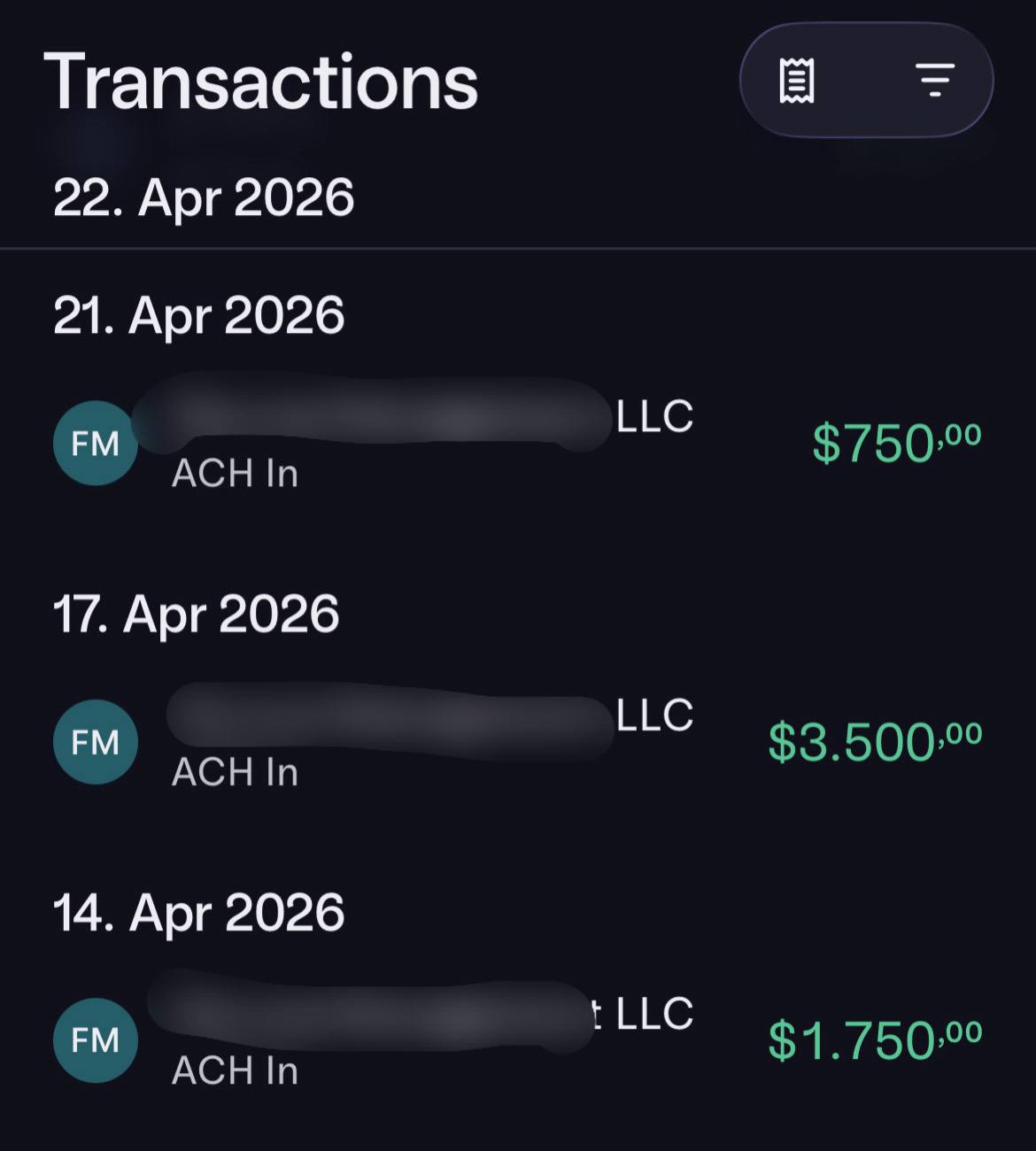 Client payout proof